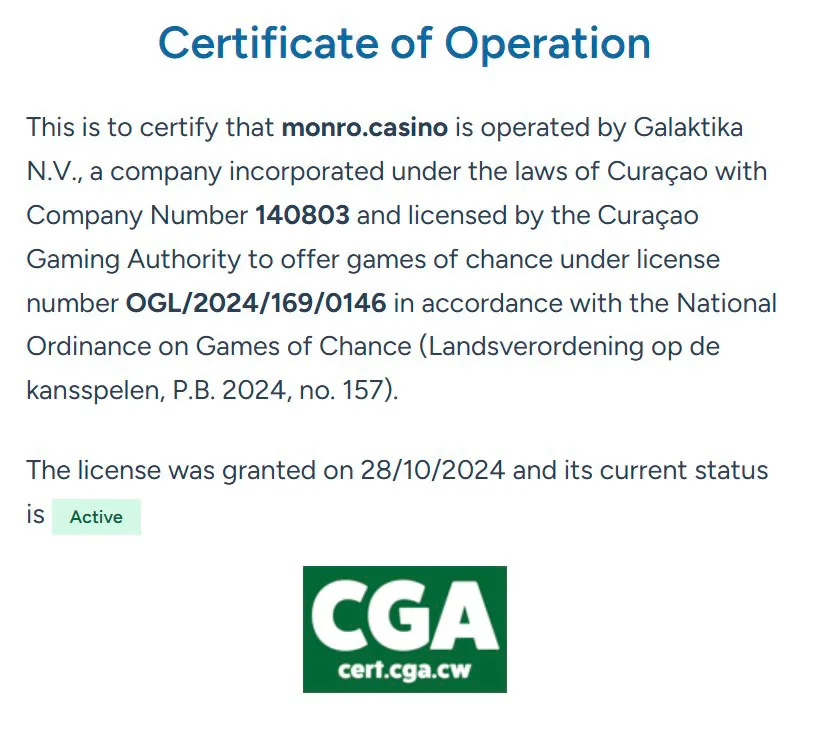 lizenziertes Monro Casino
